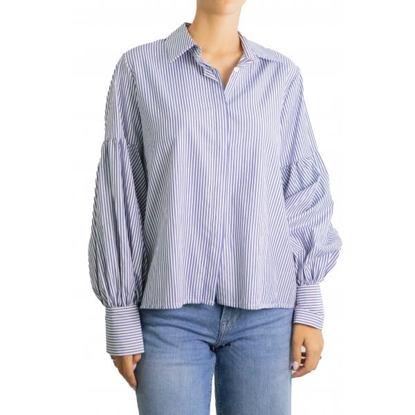 Camicia a righe con manica a palloncino 